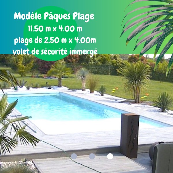 Piscine avec plage et coque polyester "Pâques"